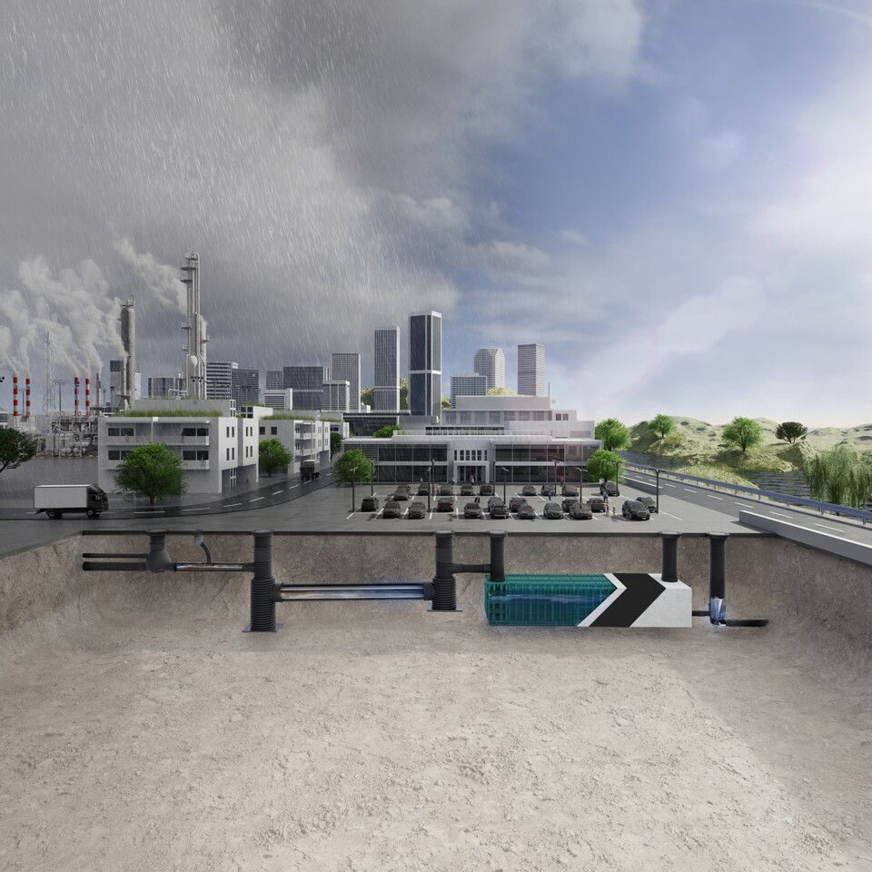 Natural water cycle under a city