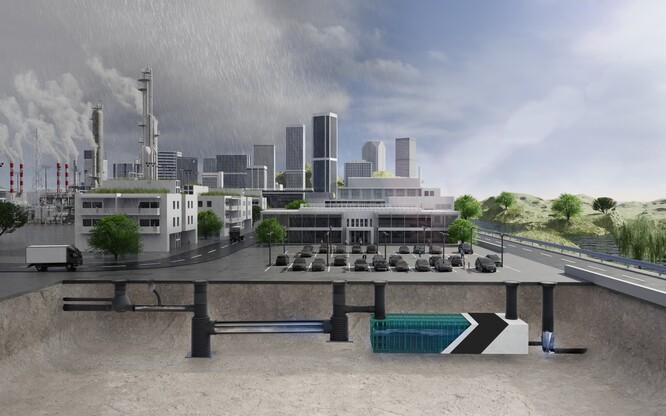 Natural water cycle under a city